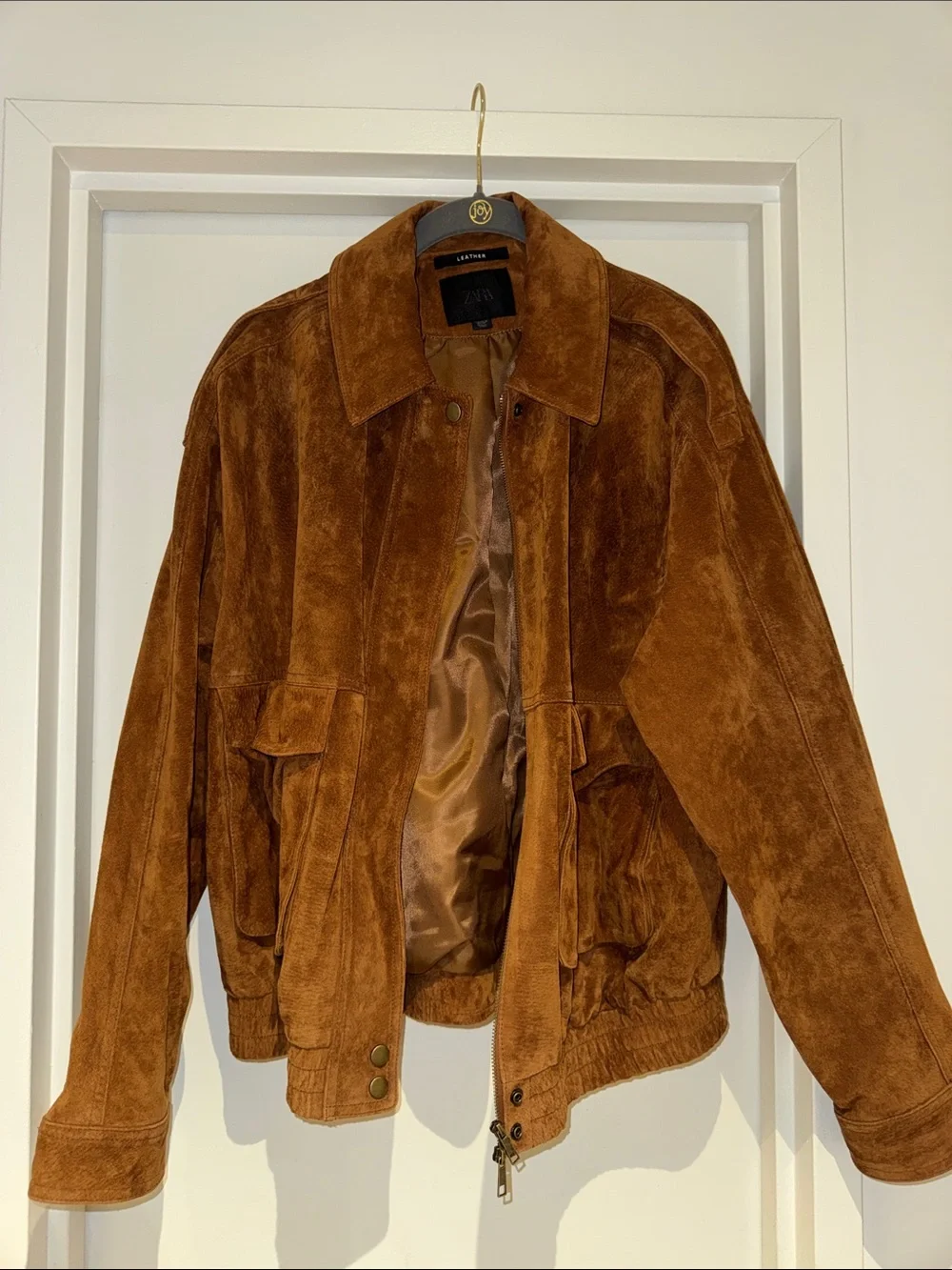 Zara Brown Suede Bomber Jacket - Picture 2 of 4